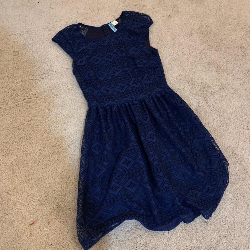 blue lace aztec dress